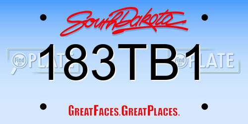 183TB1 South Dakota License Plate