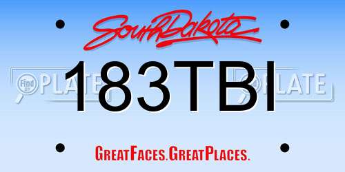 183TBI South Dakota License Plate