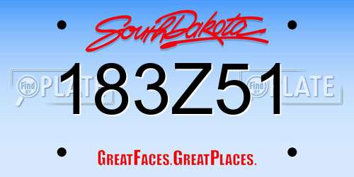 183Z51 South Dakota License Plate