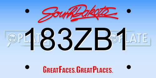 183ZB1 South Dakota License Plate