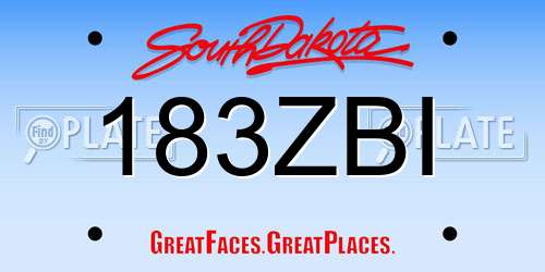 183ZBI South Dakota License Plate