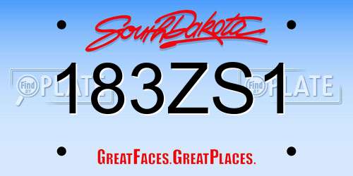 183ZS1 South Dakota License Plate