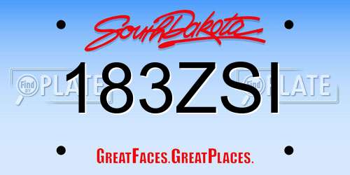 183ZSI South Dakota License Plate