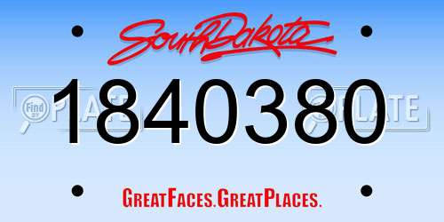 1840380 South Dakota License Plate