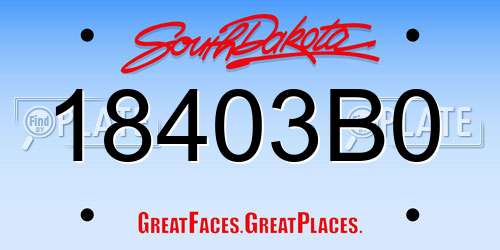 18403B0 South Dakota License Plate