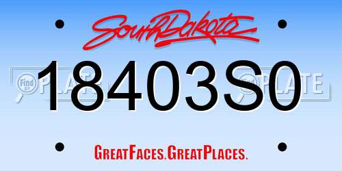 18403S0 South Dakota License Plate