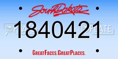 1840421 South Dakota License Plate
