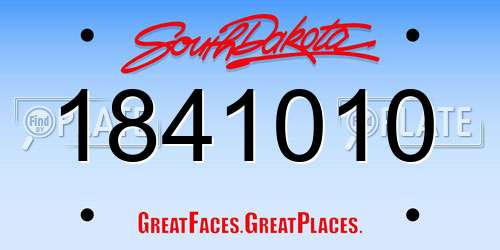 1841010 South Dakota License Plate