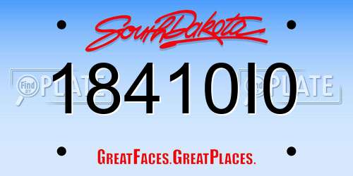 18410I0 South Dakota License Plate