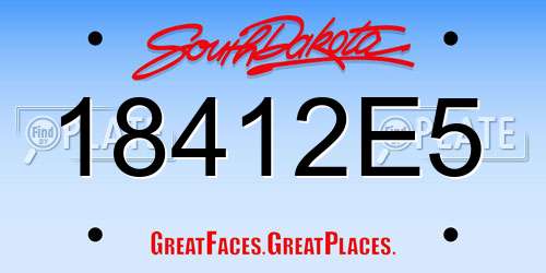 18412E5 South Dakota License Plate