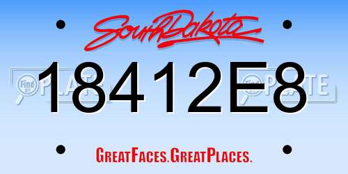 18412E8 South Dakota License Plate