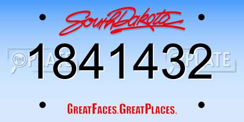 1841432 South Dakota License Plate