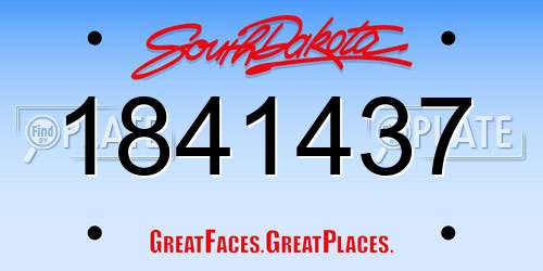 1841437 South Dakota License Plate