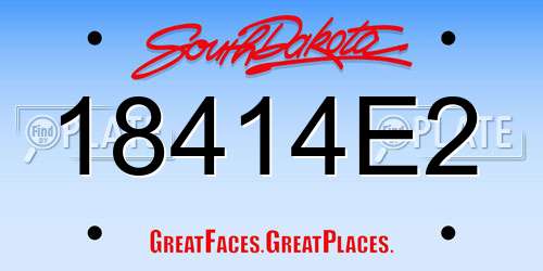 18414E2 South Dakota License Plate