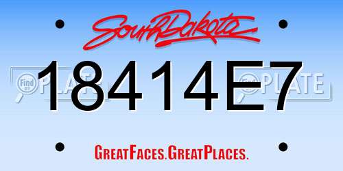 18414E7 South Dakota License Plate