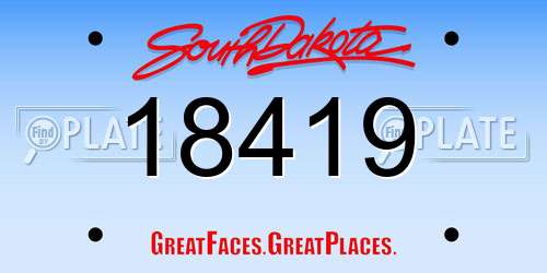 18419 South Dakota License Plate