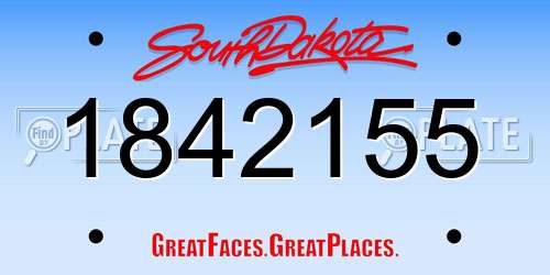 1842155 South Dakota License Plate