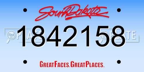 1842158 South Dakota License Plate