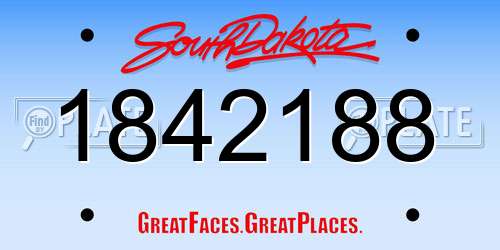 1842188 South Dakota License Plate