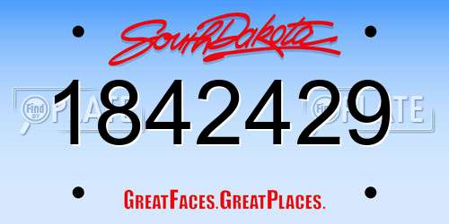 1842429 South Dakota License Plate