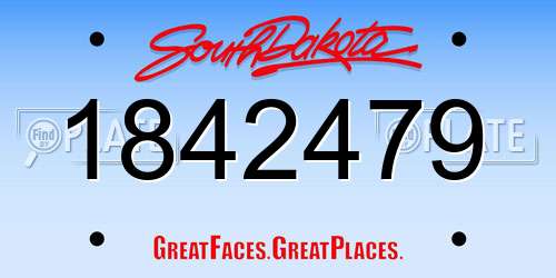 1842479 South Dakota License Plate