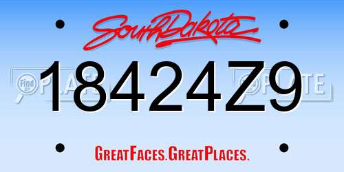 18424Z9 South Dakota License Plate