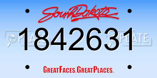 1842631 South Dakota License Plate