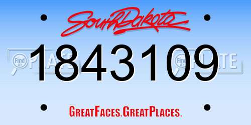 1843109 South Dakota License Plate
