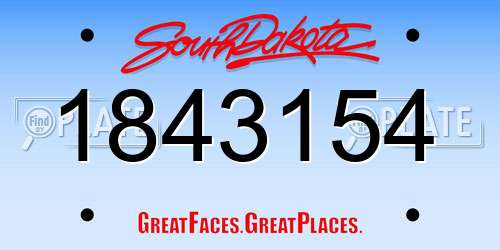 1843154 South Dakota License Plate