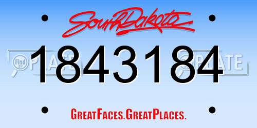 1843184 South Dakota License Plate