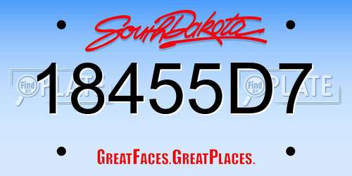 18455D7 South Dakota License Plate