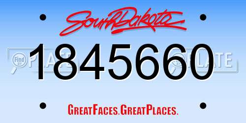 1845660 South Dakota License Plate