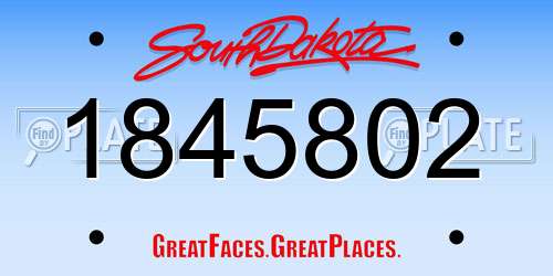 1845802 South Dakota License Plate