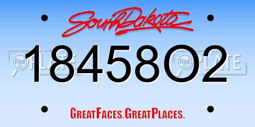 18458O2 South Dakota License Plate
