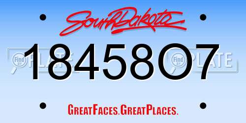 18458O7 South Dakota License Plate