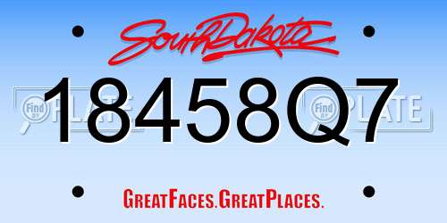 18458Q7 South Dakota License Plate