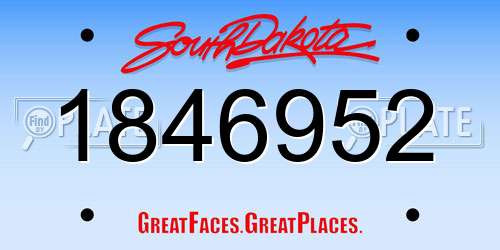 1846952 South Dakota License Plate