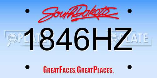 1846HZ South Dakota License Plate