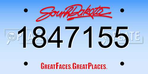 1847155 South Dakota License Plate