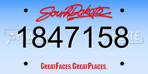 1847158 South Dakota License Plate