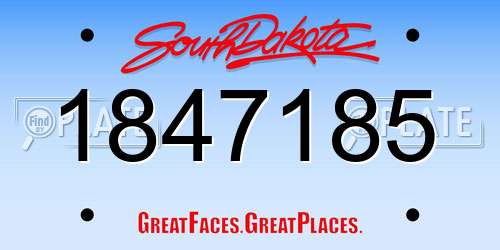 1847185 South Dakota License Plate
