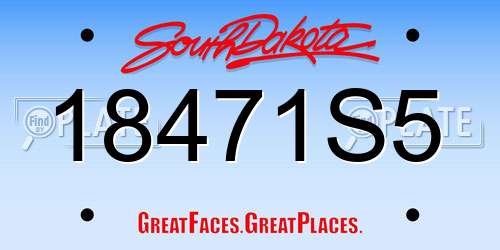 18471S5 South Dakota License Plate