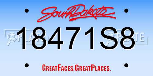 18471S8 South Dakota License Plate