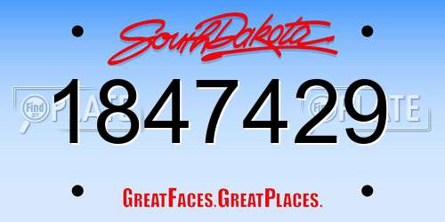 1847429 South Dakota License Plate