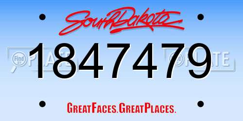 1847479 South Dakota License Plate