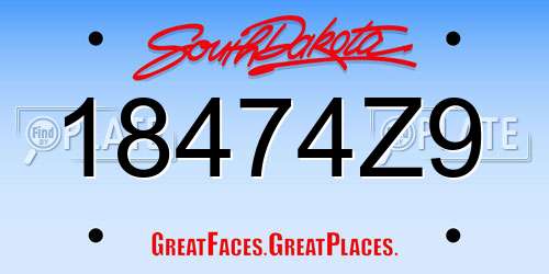 18474Z9 South Dakota License Plate