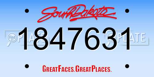 1847631 South Dakota License Plate