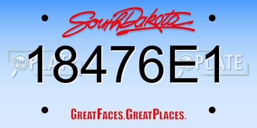 18476E1 South Dakota License Plate