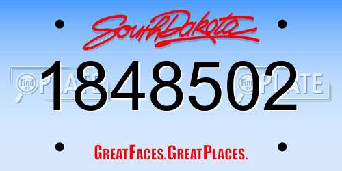 1848502 South Dakota License Plate