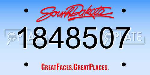 1848507 South Dakota License Plate